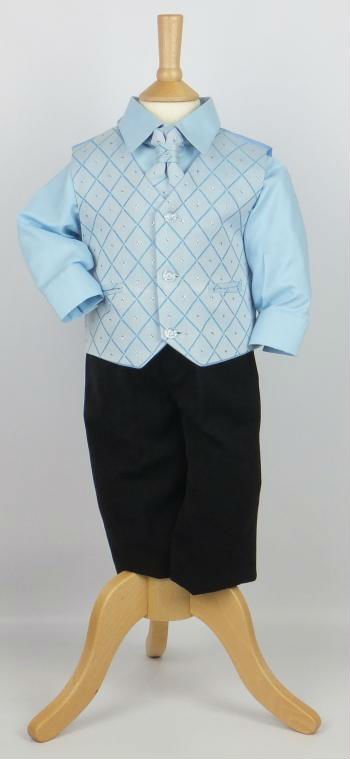 Baby- jungen- blau- 4- stück- weste- set- anzug- mit- schwarz- hosen. Jpg
