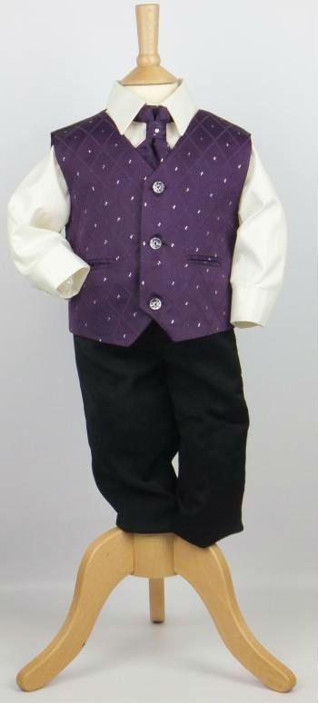 赤ん坊男の子紫色4部分ベスト置スーツと黒いTrousers.jpg