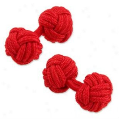 Solid red mens silk knot cufflinks