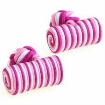 pink silk barrel ball elastic cufflinks