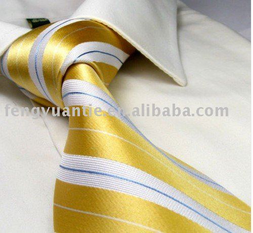 de estilo italiano de oro 100 raya de seda corbatas tejidas