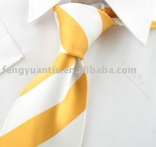 黄色い縞絹メンズ絹のネクタイ
