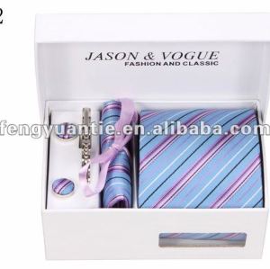 el regalo de negocios raya de seda corbata de marca conjunto