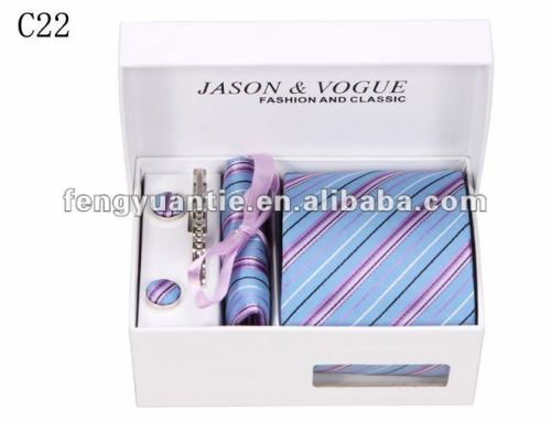el regalo de negocios raya de seda corbata de marca conjunto