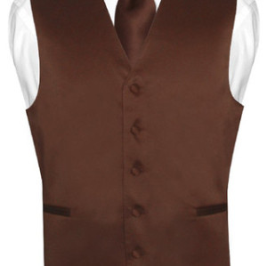 Men's CHOCOLATE BROWN Tie Dress Vest and NeckTie Set for Suit or Tuxedo