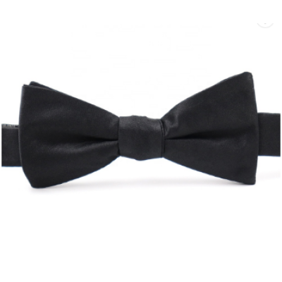 Mens 100% Handmade Pure Silk Wedding  Understated Luxury Solid black bow tie
