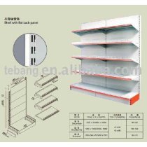 Market shelf with flat back panel