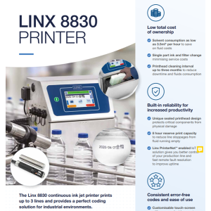Linx 8830 continuous ink jet printer