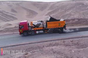 Synchronous chip sealer construction in Chile