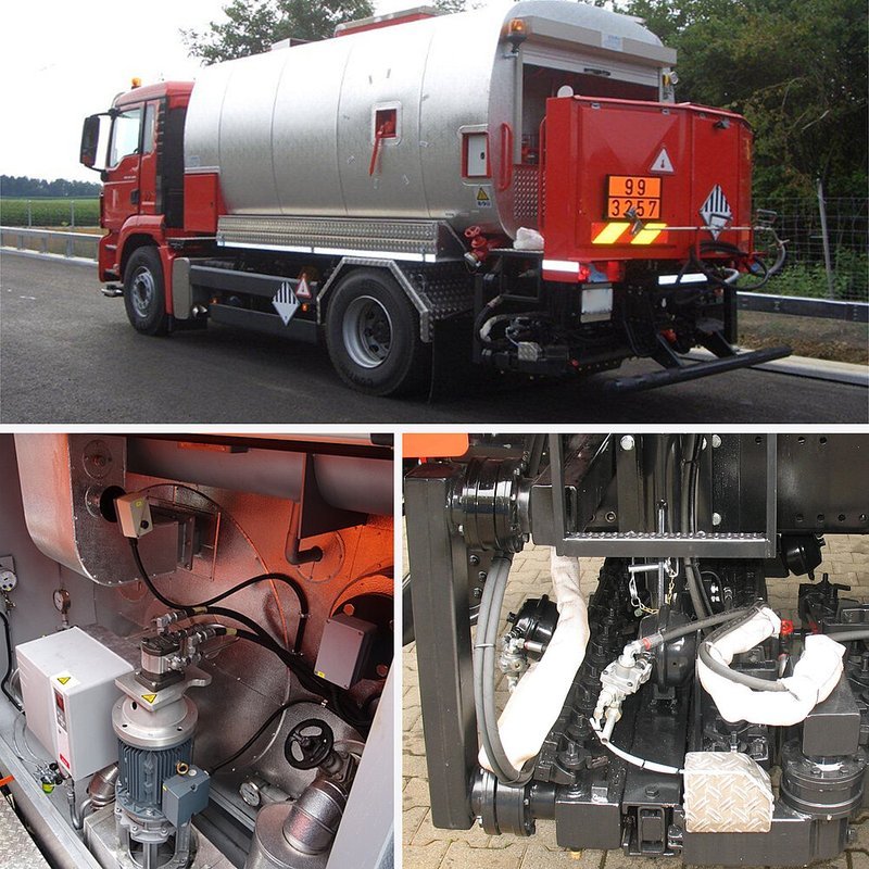 Schaefer-Technic bitumen sprayer BSM series on construction site
