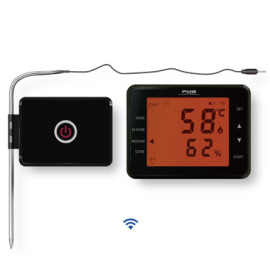无线433Mhz烤肉烤箱烤炉温度计双不锈钢温度探针触摸屏LCD显示
