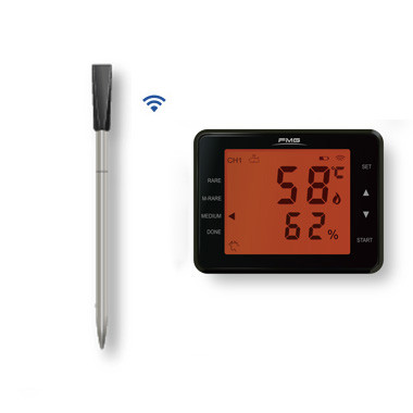 Wireless BBQ Probe with Monitor/Wireless food BBQ Meat Smoker，oil milk coffee temperature kitchen thermometer with Big Display