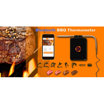 Bluetooth BBQ Thermometer LED light panel Smartphone APP iOS or Android