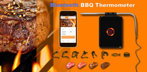 Bluetooth BBQ Thermometer LED light panel Smartphone APP iOS or Android