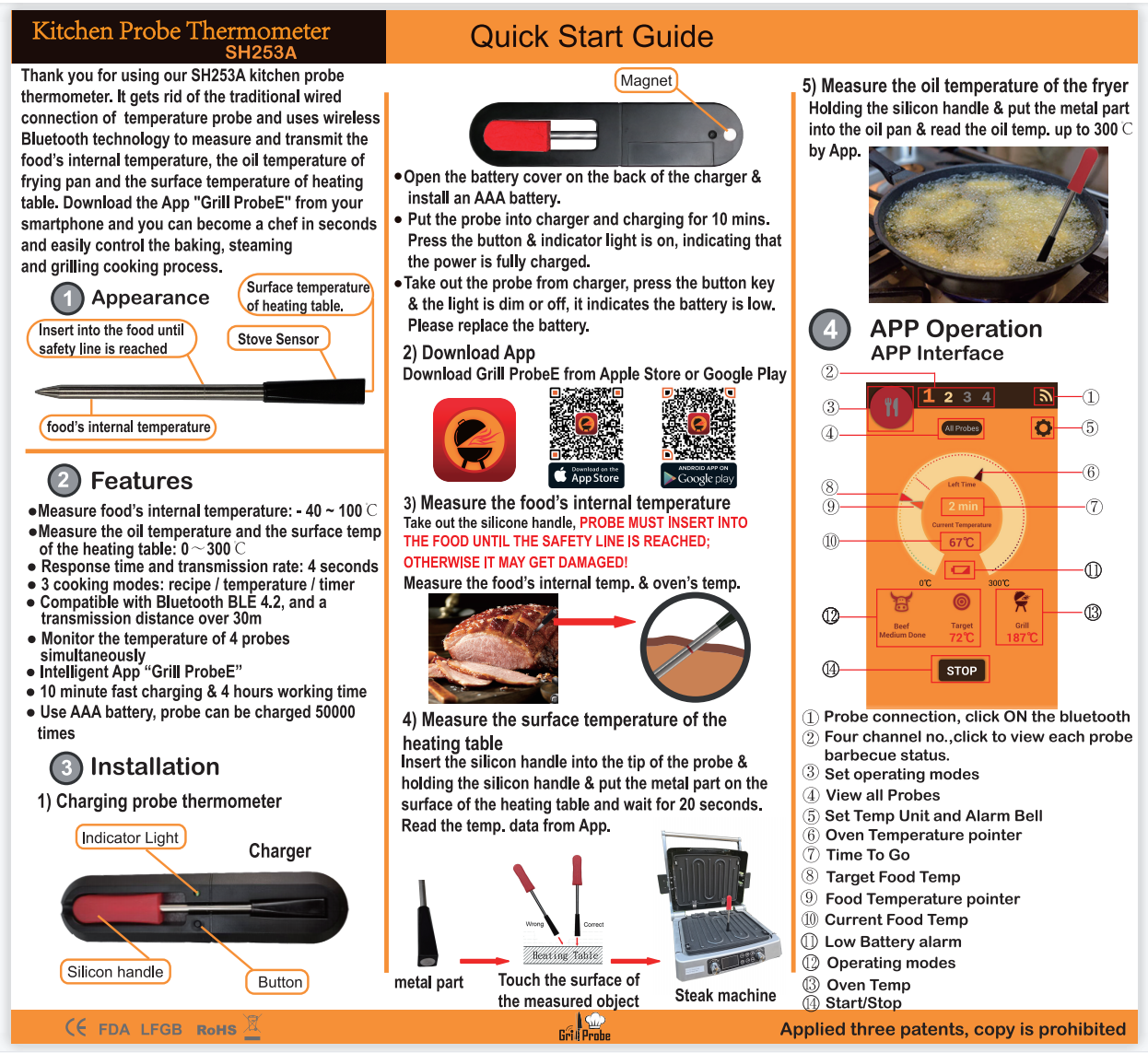 Kitchen Probe Thermometer SH253A User Manual  