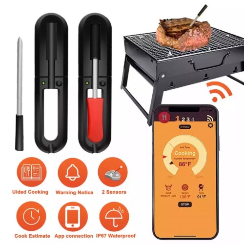 2022 Wireless Smart BBQ Meat Food Cooking Thermometer Kitchen Oven Thermometer With Bluetooth Probe Timer Alarm Barbecue Tool