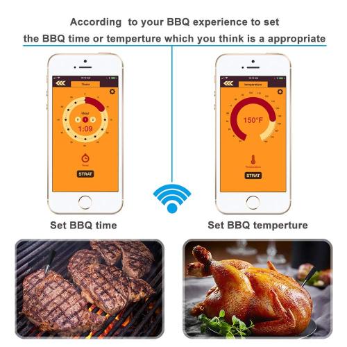 Smart Meat 温度计数字无线蓝牙食品温度计,适用于烹饪辅助烤箱、烧烤、厨房、烧烤、吸烟器、烤肉架(1 个探头)