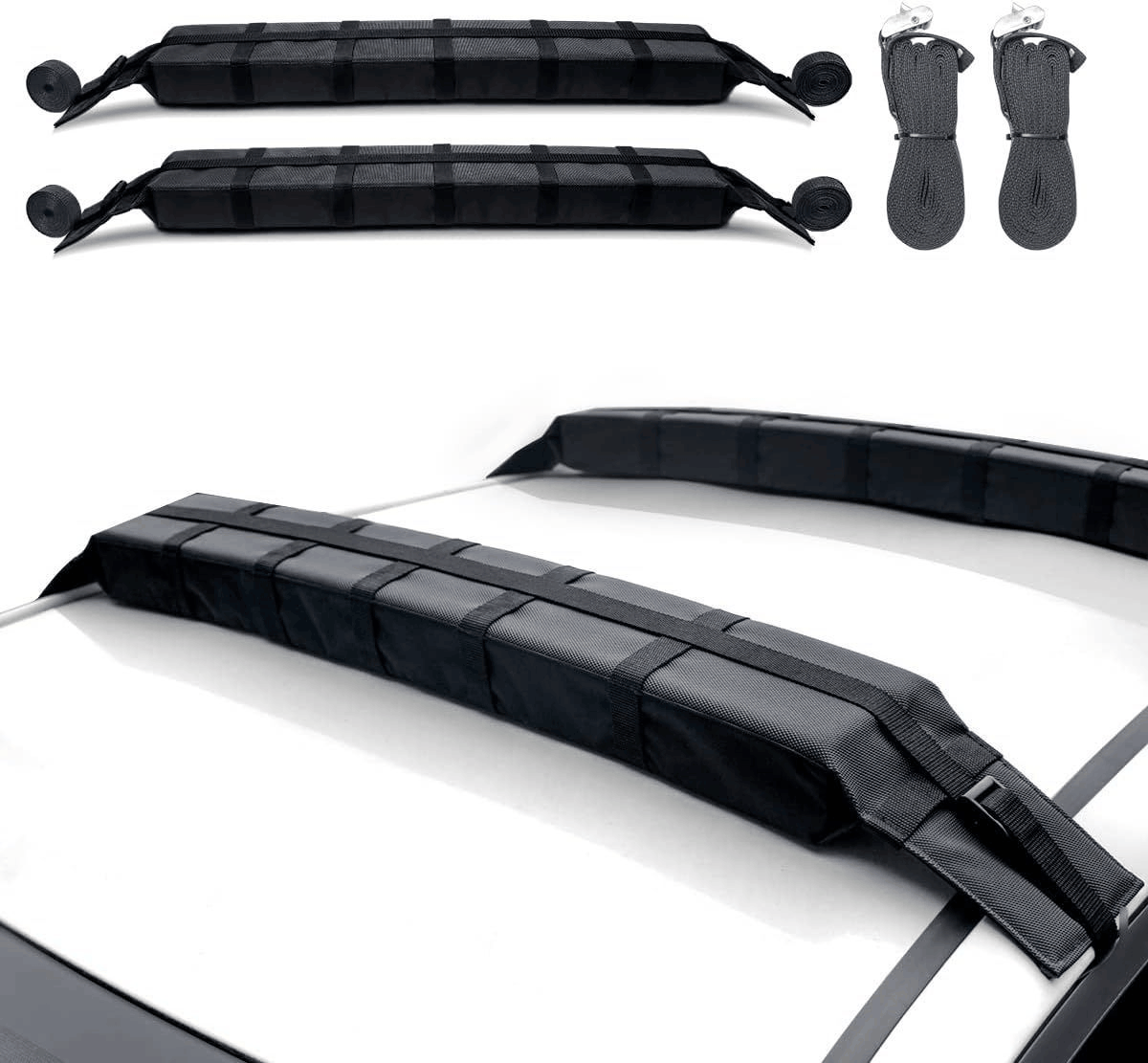 AT1803 Universal Car Soft Roof Rack Pads Luggage Carrier System for Kayak Surfboard SUP