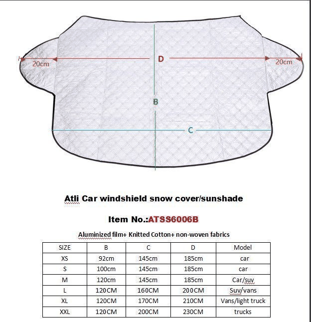 PE aluminized composite Cotton Car snow Cover Protective Front Window For Most Car