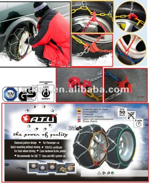 TUV/GS V5117 certificate KN12mm / KNS9mm Anti Skid Snow Chains for car,anti skid chains, tire chains