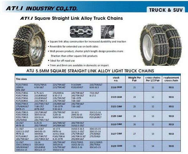 High quality high performance twist link truck anti skid chains