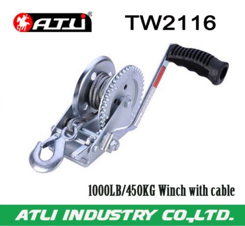 High quality hot-sale 1000LB/450KG Winch with cable TW2116,hand winch