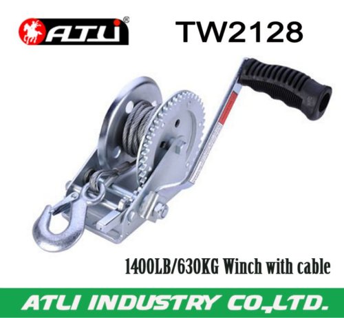 High quality hot-sale 1400LB/630KG Winch with cable TW2128,hand winch