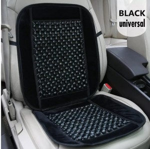 ATSC-5050 Black Velvet And Wooden Beaded Car Seat Cover Comfort Massage Cool Auto Seat Cushion