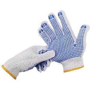 Atli Knitted PVC Cotton Cut Resistant Cotton Glove with Rubber Dimples
