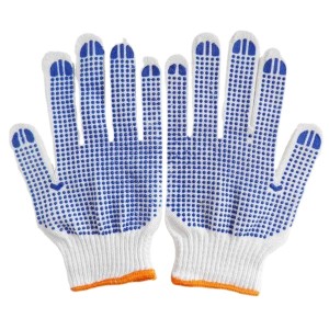 Atli Knitted PVC Cotton Cut Resistant Cotton Glove with Rubber Dimples