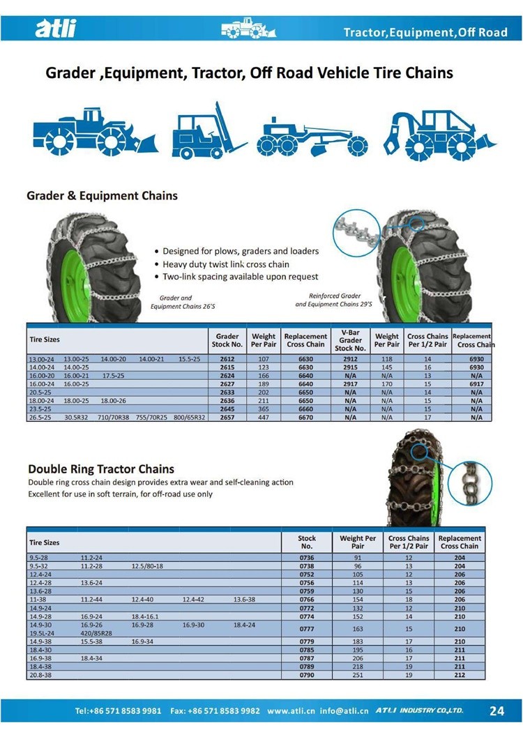 Practical powerful practical garden tractor chains Grader & Equipment Chains 26S