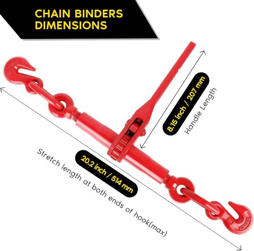 Ratchet Chain Binder, 1/4 to 5/16 Inch Load Binders 2600LBS Working Load Capacity, Breaking Strength 9200LBS Heavy Duty Ratchet Type Binder Ratchet Boomer to Truck Flatbed Trailer