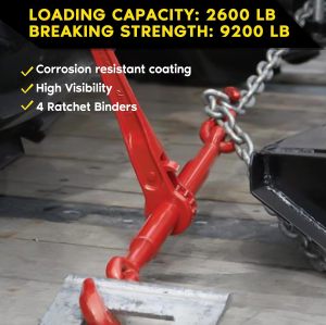 Ratchet Chain Binder, 1/4 to 5/16 Inch Load Binders 2600LBS Working Load Capacity, Breaking Strength 9200LBS Heavy Duty Ratchet Type Binder Ratchet Boomer to Truck Flatbed Trailer