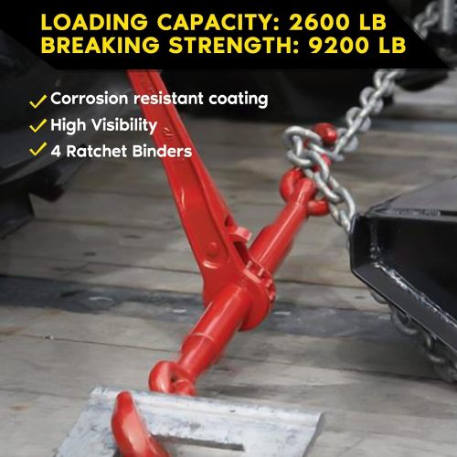 Ratchet Chain Binder, 1/4 to 5/16 Inch Load Binders 2600LBS Working Load Capacity, Breaking Strength 9200LBS Heavy Duty Ratchet Type Binder Ratchet Boomer to Truck Flatbed Trailer