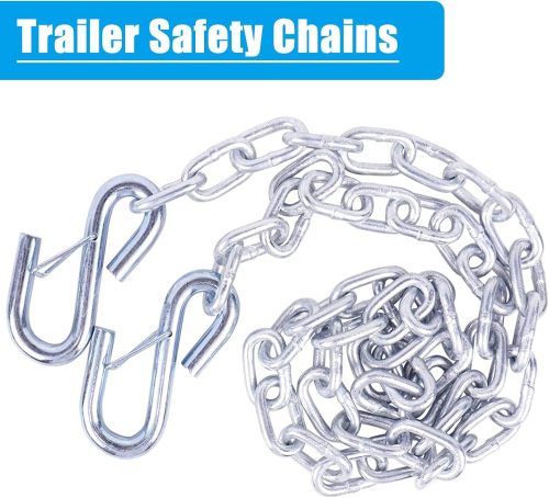 3/16'' x 48''Trailer Safety Chain with 2 Latches S Hook,2,000Lbs Capacity,G30,Secures Tow Vehicle to Trailer