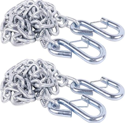 3/16'' x 48''Trailer Safety Chain with 2 Latches S Hook,2,000Lbs Capacity,G30,Secures Tow Vehicle to Trailer