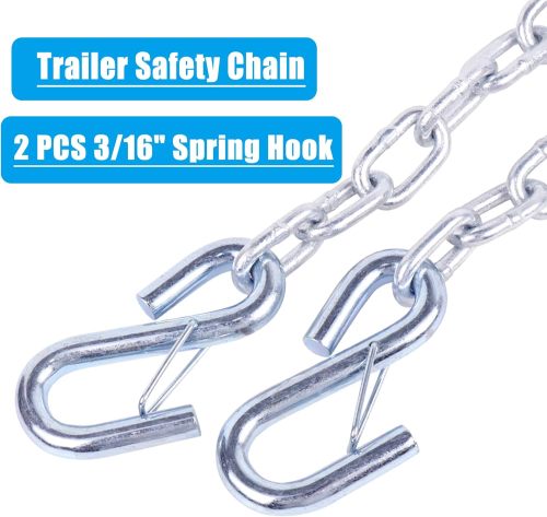 3/16'' x 48''Trailer Safety Chain with 2 Latches S Hook,2,000Lbs Capacity,G30,Secures Tow Vehicle to Trailer