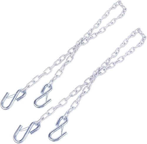 5/16"x48" Grade 30 Steel Boat Trailer Safety Chain with Spring Clip Hooks 7000 lbs, 2 Pcs