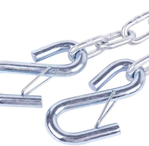 5/16"x48" Grade 30 Steel Boat Trailer Safety Chain with Spring Clip Hooks 7000 lbs, 2 Pcs
