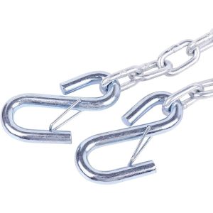 5/16"x48" Grade 30 Steel Boat Trailer Safety Chain with Spring Clip Hooks 7000 lbs, 2 Pcs