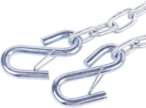 5/16"x48" Grade 30 Steel Boat Trailer Safety Chain with Spring Clip Hooks 7000 lbs, 2 Pcs