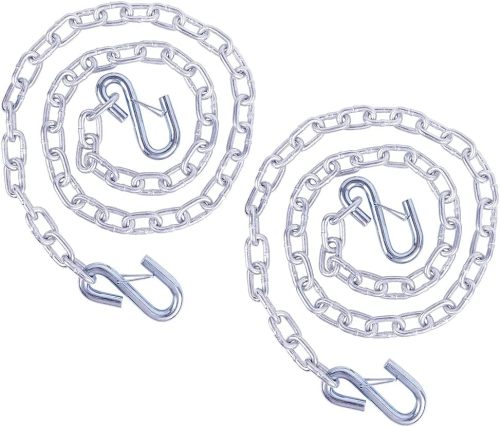 5/16"x48" Grade 30 Steel Boat Trailer Safety Chain with Spring Clip Hooks 7000 lbs, 2 Pcs