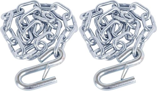 3/16" X 27" 2PCS Grade 30 Trailer Boat Gooseneck Safety Chain with Spring Clips with One S Hook