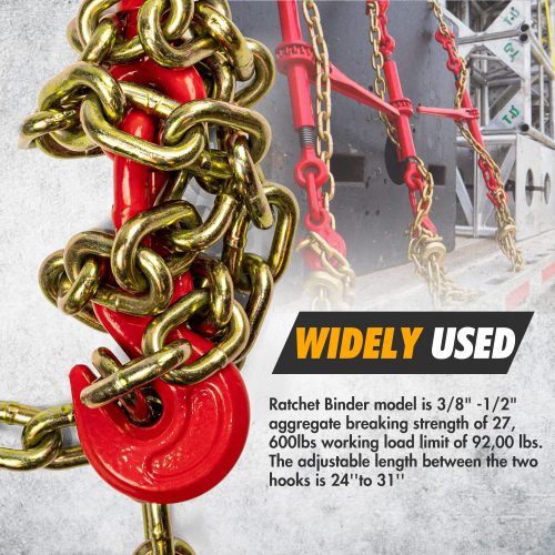 Ratchet Chain Binder 3/8"-1/2" 4pack Load Binders 9200 Lbs Working Load Breaking Chain Binders Ratcheting Heavy Duty of Transportation