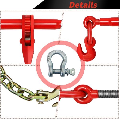 Chain Binder Kit 5/16in -3/8in Grade 70 and 5/16"×10ft Chains Includes Ratchet Load Binders