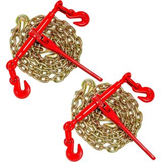 Chain Binder Kit 5/16in -3/8in Grade 70 and 5/16"×10ft Chains Includes Ratchet Load Binders