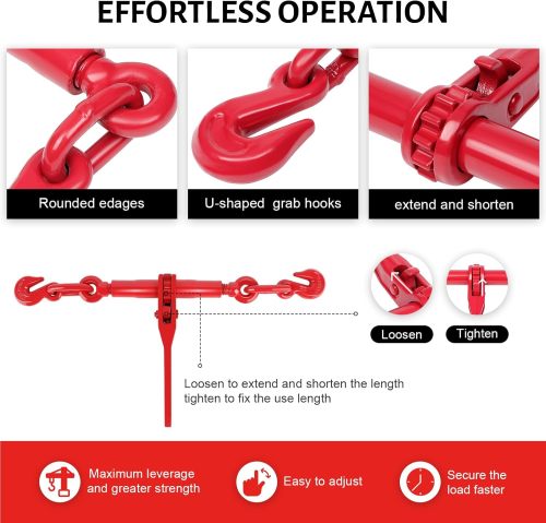 13000LBS Chain Binder 1/2 to 5/8 Inch Ratchet Load Binder