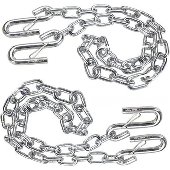 3/16" X 48" Trailer Safety Chain with Spring Clips Grade 30 with 2 S Hook 2PCS