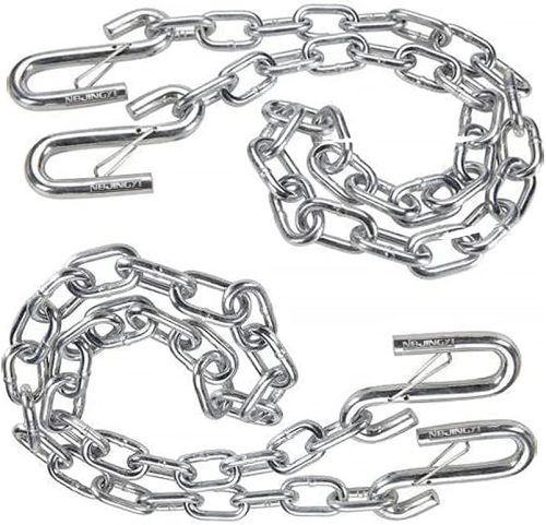 3/16" X 48" Trailer Safety Chain with Spring Clips Grade 30 with 2 S Hook 2PCS