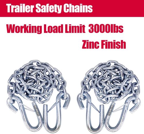 3/16" X 48" Trailer Safety Chain with Spring Clips Grade 30 with 2 S Hook 2PCS